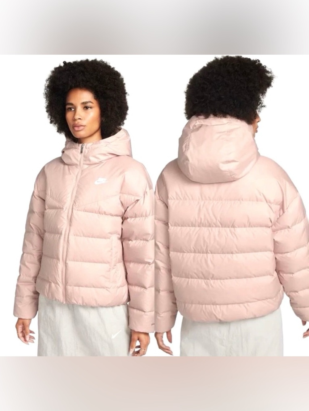Nike Women's Hooded Puffer Jacket - Pale Pink